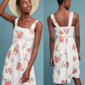 Anthropologie Cream Floral Midi Dress